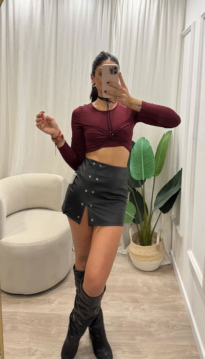 Top de lycra mangas largas con moño 