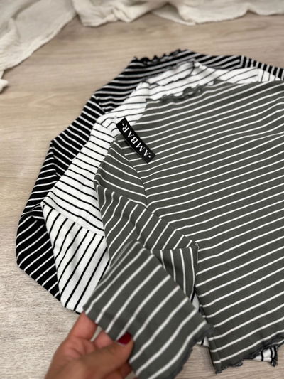 Remera media polera micro polar rayada