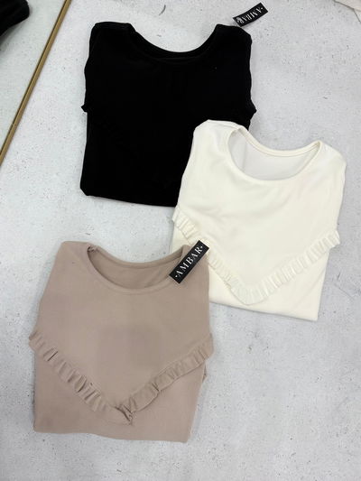 Remera lanilla de morley con vuelos al frente 