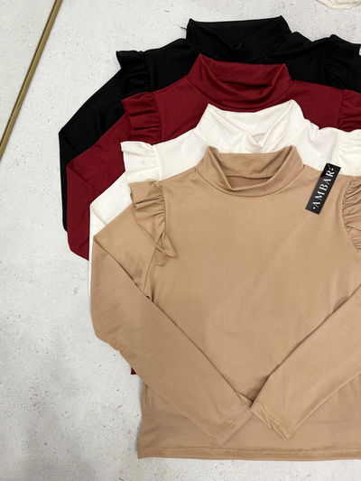 Remera media polera de modal con vuelos 
