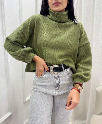 Sweater polera waffle de lanilla 