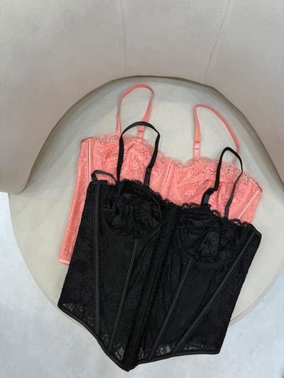 Corset de encaje importado espalda entrelazada 