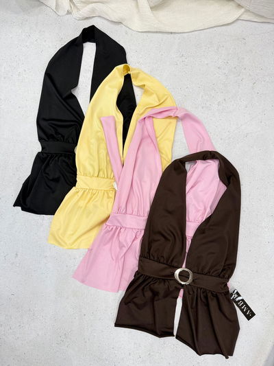 Top de lycra para atar con aplique 