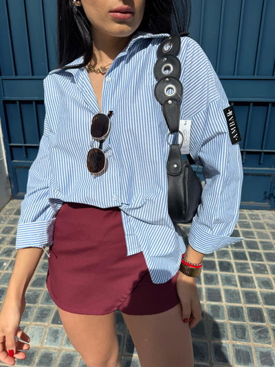 Maxi camisa rayada celeste 