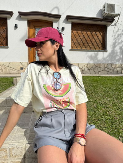Remera oversize de algodón estampada "TROPICALE"  