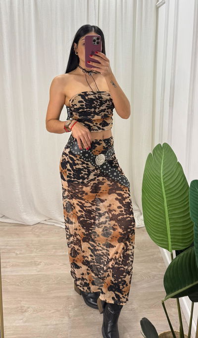 Set strapless + pollera de microtul 