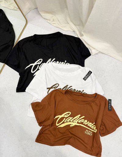 Remera crop oversize de algodón "California" 