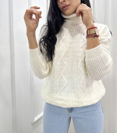 Sweater polera de lana trenzado 