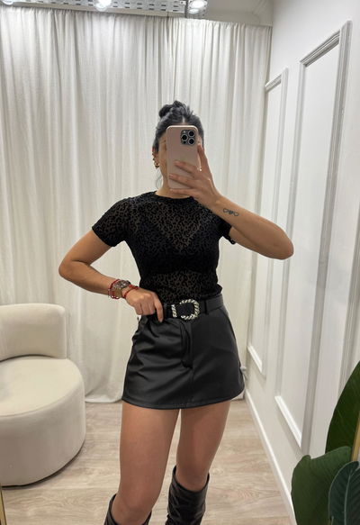 Body de microtul print negro 