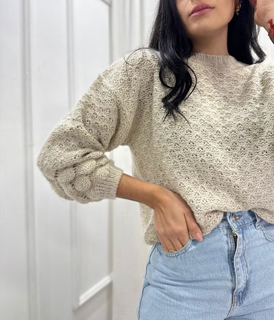 Sweater cuello redondo de lana 