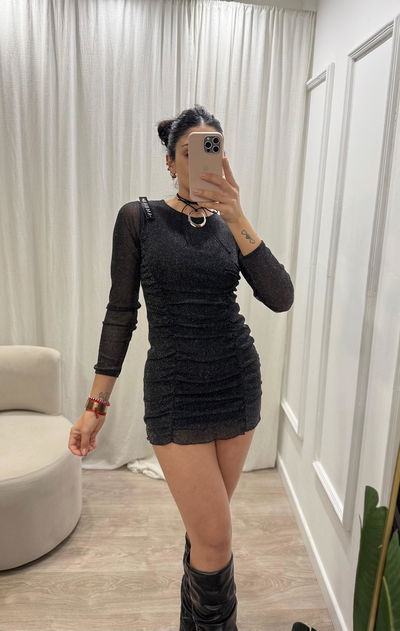 Vestido de lurex drapeado 