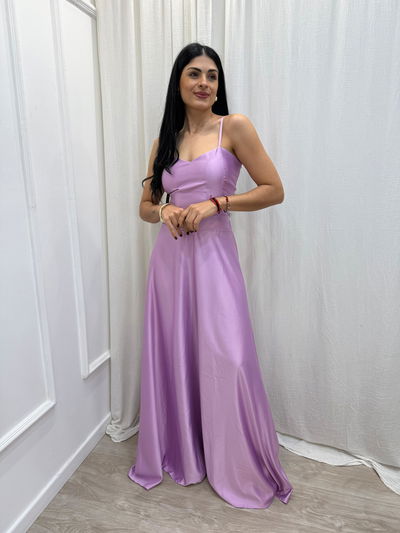 Vestido largo de satén armado 