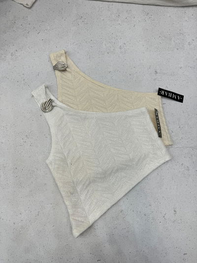 Top un solo hombro tejido con lurex 