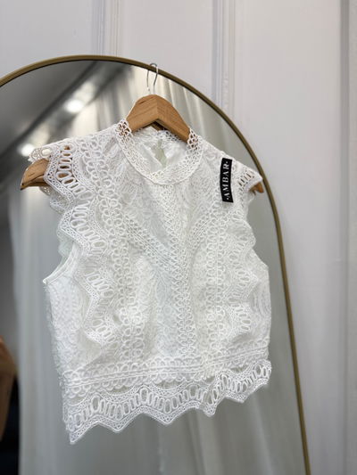Blusa de broderie importada blanca 