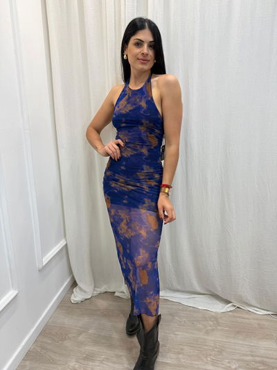Vestido de microtul batik con tajo 