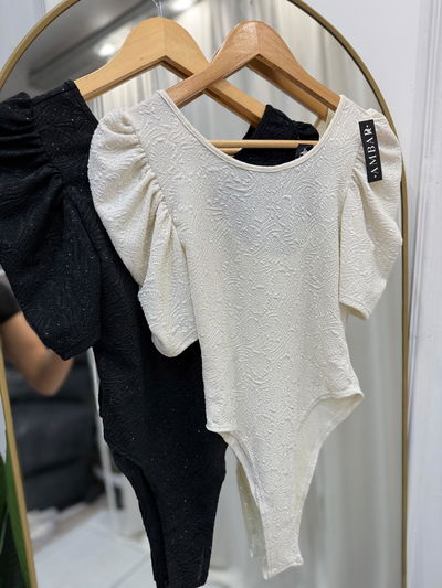 Body texturado manga princesa con glitter 