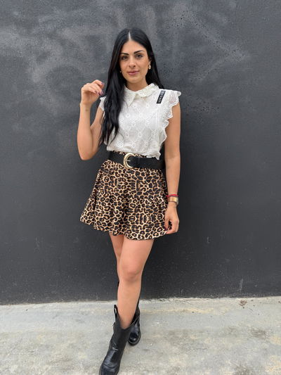 Pollera print de seda 