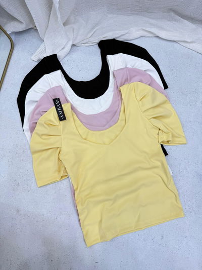 Remera de morley escote espejo manga princesa 