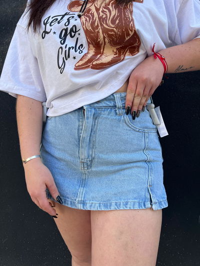 Short pollera de jeans celeste 