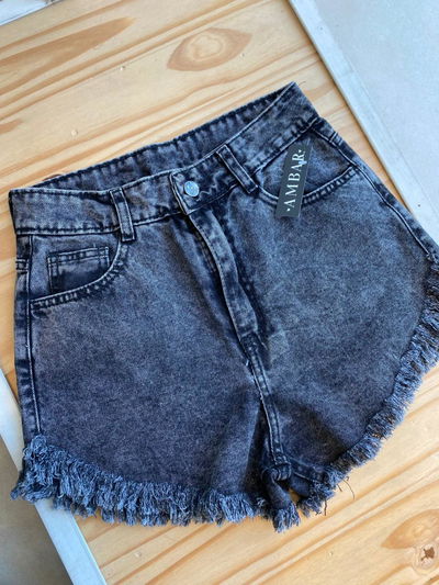 Short de jeans deflecado lavado 