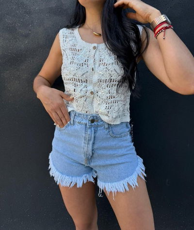 Chaleco tejido importado con lentejuelas 