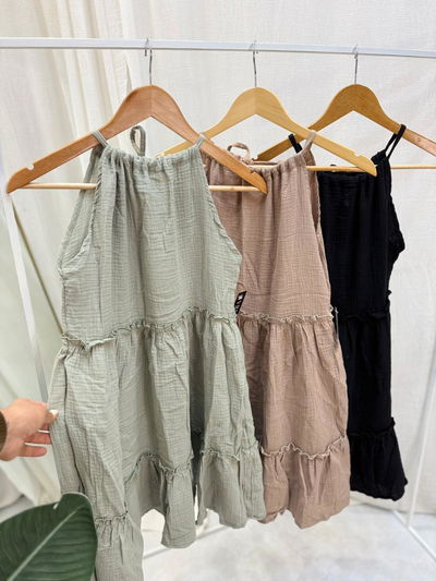 Vestido corto gasa de algodón