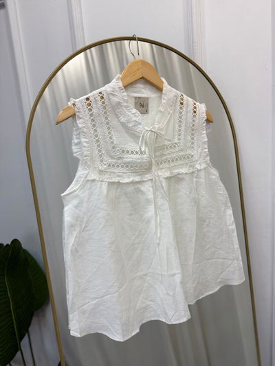 Blusa de fibrana cuello mao 