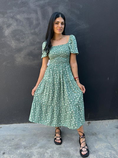 Vestido paisana de fibrana estampado 