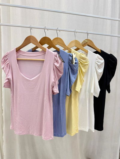 Remera de morley escote espejo manga princesa 