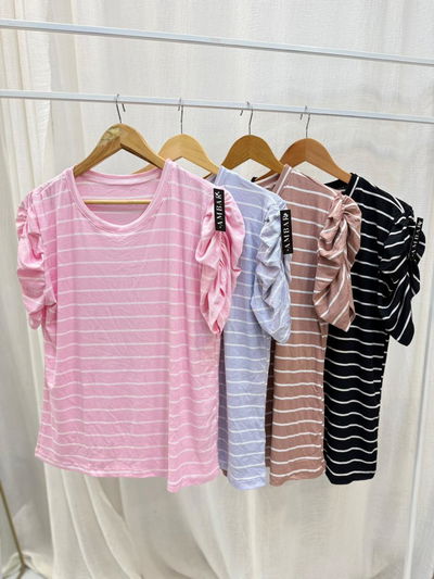Remera de morley rayada manga princesa 