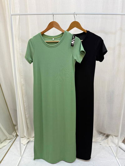 Vestido largo de ribb con tajo 