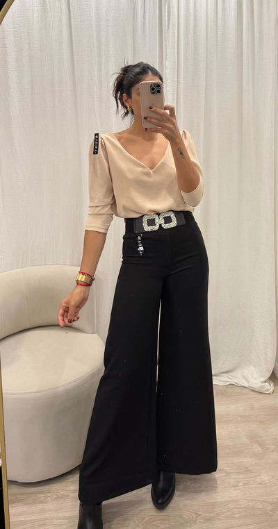 Blusa de crepe escote en V