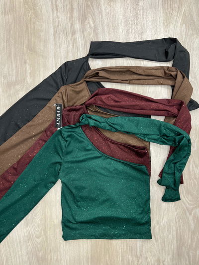 Top corbata con glitter 