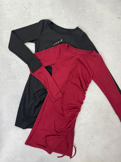 Vestido mangas largas de morley con frunce 