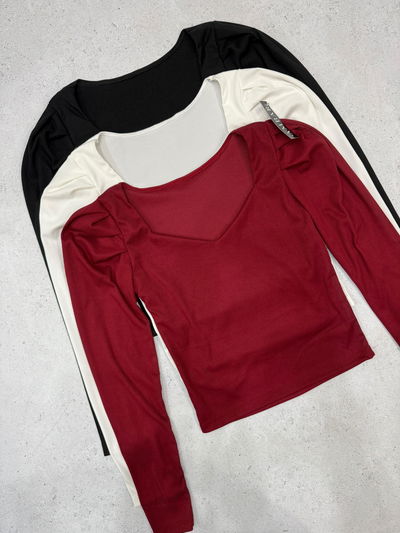 Remera de morley escote espejo manga princesa 