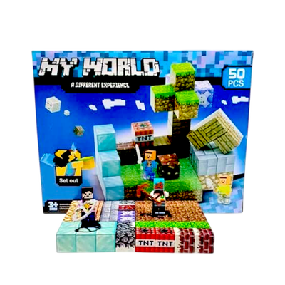 MY WORLD BLOQUES IMANTADOS MINECRAFT 50 PIEZAS