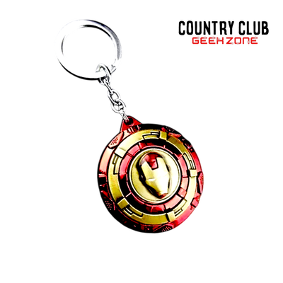 Llavero Metálico Iron Man – Escudo Rojo/Dorado con Casco giratorio