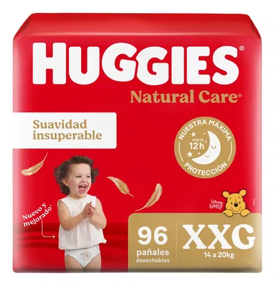 HUGGIES NATURAL CARE PACK MENSUAL XXG x 96