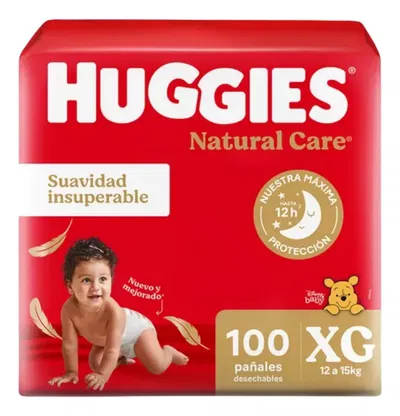 HUGGIES NATURAL CARE  PACK MENSUAL XG x100 UN