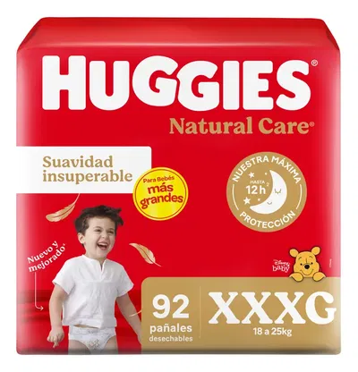 HUGGIES NATURAL CARE PACK MENSUAL XXXG x92 UN
