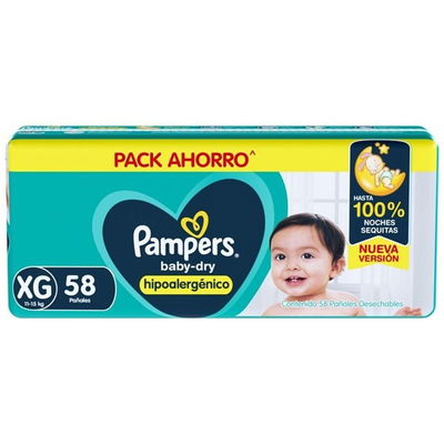 PAMPERS BABYDRY XG x58 UNIDADES