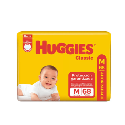 HUGGIES CLASSIC MEDIANO x68 UNIDADES