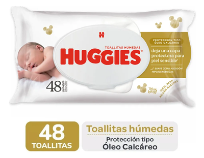 TOALLITAS HUMEDAS HUGGIES ÓLEO CALCAREO x 48 UND