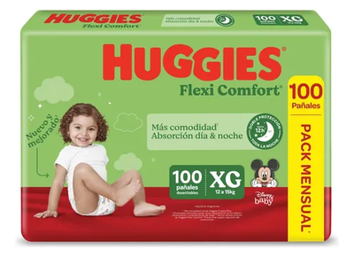 HUGGIES FLEXI COMFORT PACK MENSUAL XG x 100 UN 