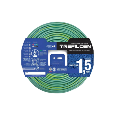 CABLE 1X1.50MM X MTS VERDE TREFILCON