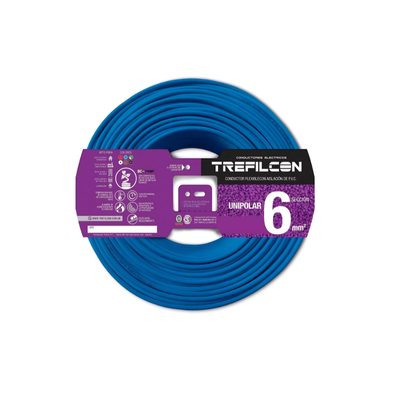 CABLE 1X6.00MM X MTS CELESTE TREFILCON