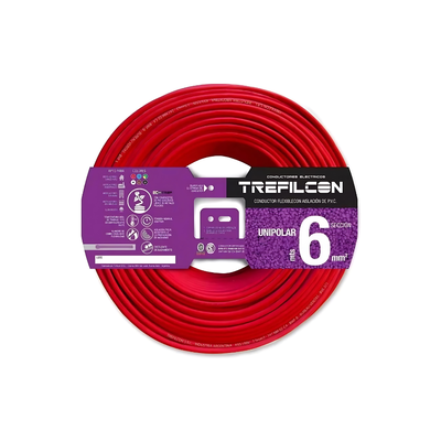 CABLE 1X6.00MM X MTS ROJO TREFILCON