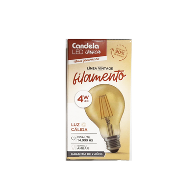 LED CLASICA FILAMENTO 4W CANDELA (B/20)