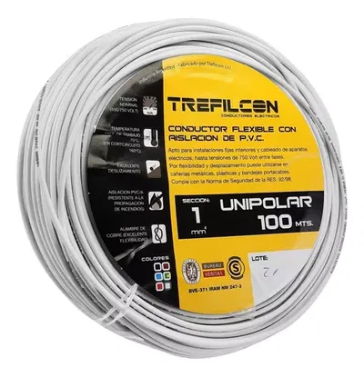 CABLE 1X1.00MM X MTS BLANCO TREFILCON