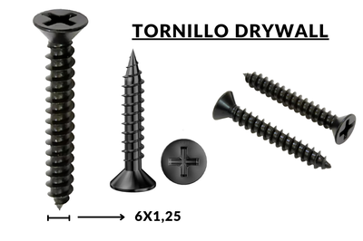 DRY 6X1-1/4  200UNI PASO MADERA NEG